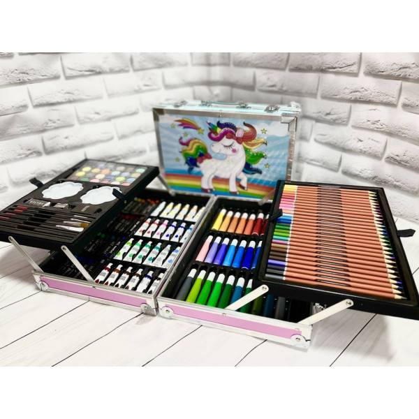 Художественный набор для рисования 145 предметов в алюминиевом чемоданчике