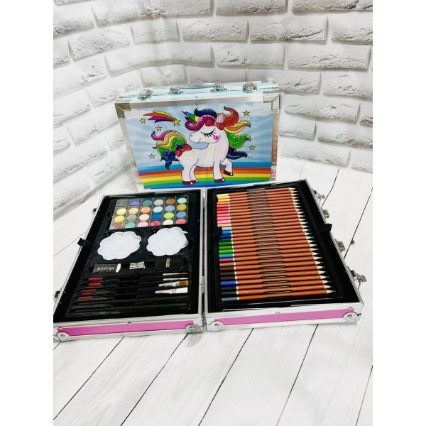 Художественный набор для рисования 145 предметов в алюминиевом чемоданчике