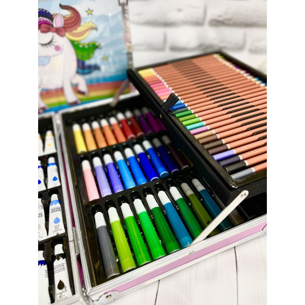 Художественный набор для рисования 145 предметов в алюминиевом чемоданчике