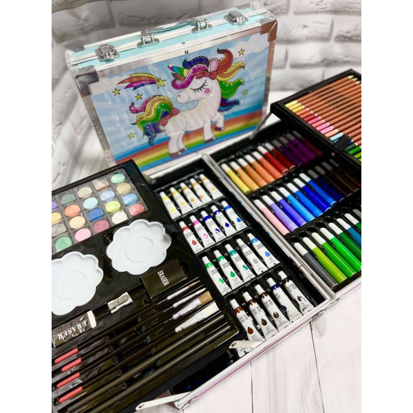 Художественный набор для рисования 145 предметов в алюминиевом чемоданчике