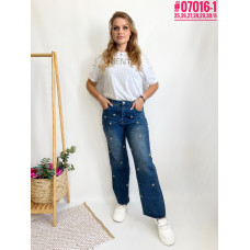 Жіночі джинси зі стразами та штучними перлинами розмірний ряд 25,26,27,28,29,30