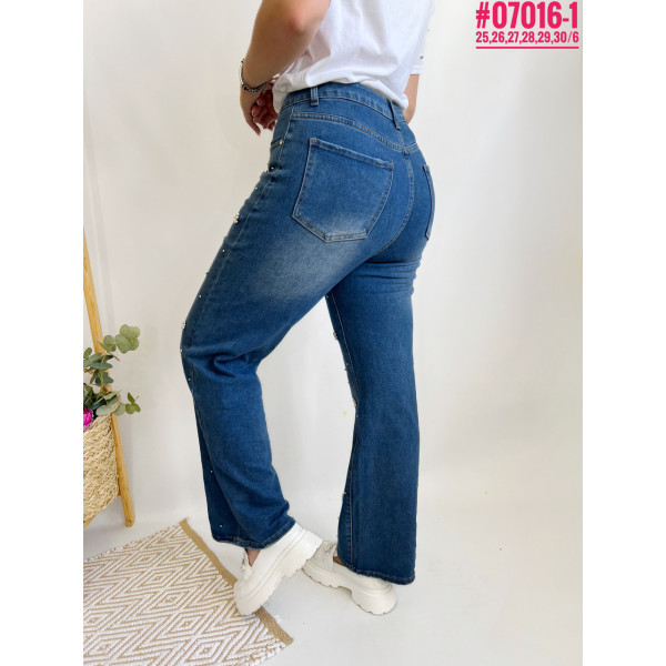 Жіночі джинси зі стразами та штучними перлинами розмірний ряд 25,26,27,28,29,30