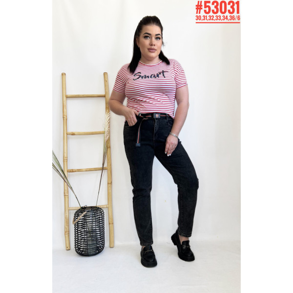 Джинси мом з ременем у комплекті розмірний ряд 30,31,32,33,34,36