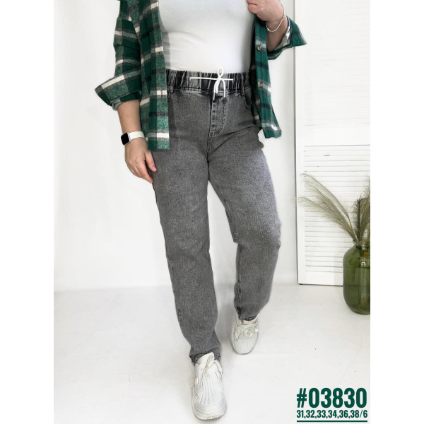 Жіночі джинси з поясом на резинці розмірний ряд 30,31,32,33,34,36