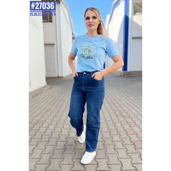 Джинси жіночі с завищеною талією розмірний ряд 25,26,27,28,29,30