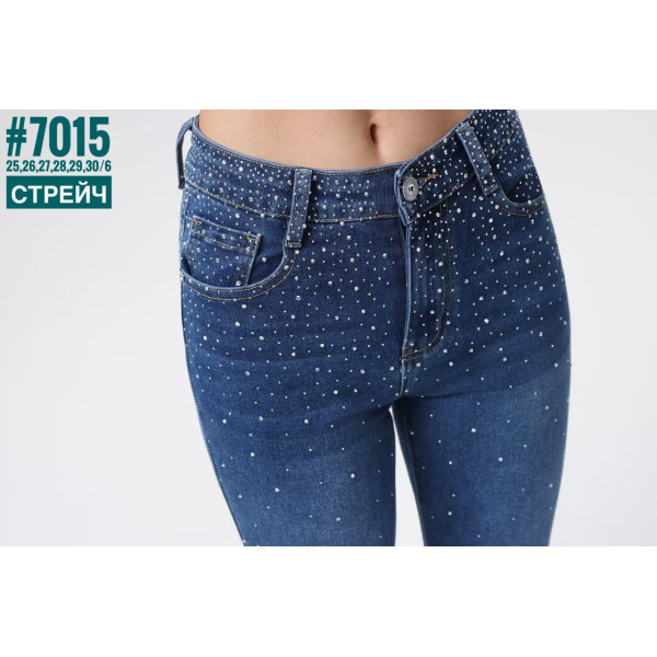 Жіночі стрейчеві джинси зі стразами розмірний ряд  25,26,27,28,29,30