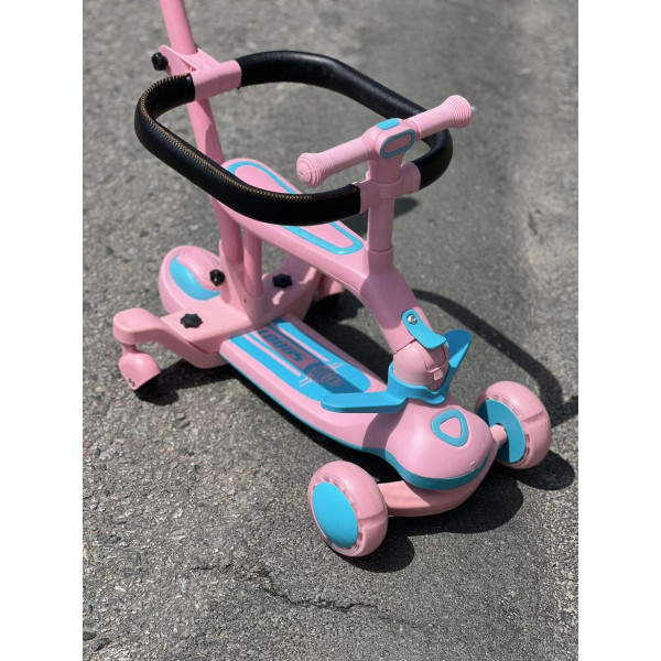 Самокат музичний 5 в 1 із захисним бортиком бампером із батьківською ручкою