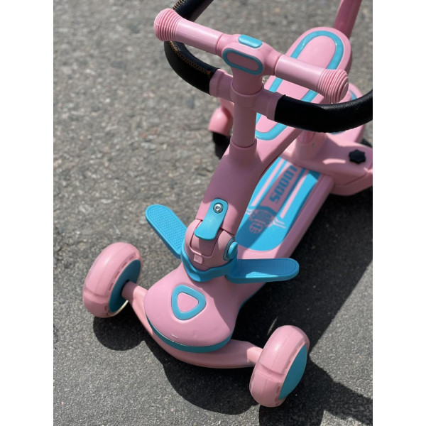 Самокат музичний 5 в 1 із захисним бортиком бампером із батьківською ручкою