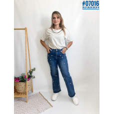 Жіночі джинси зі стразами та штучними перлинами розмірний ряд 26,27,28,29,30,31