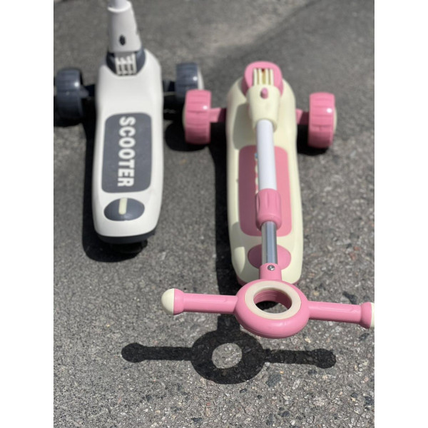 3-х колісний дитячий самокат з підсвічуванням та музикою, регульований, складаний