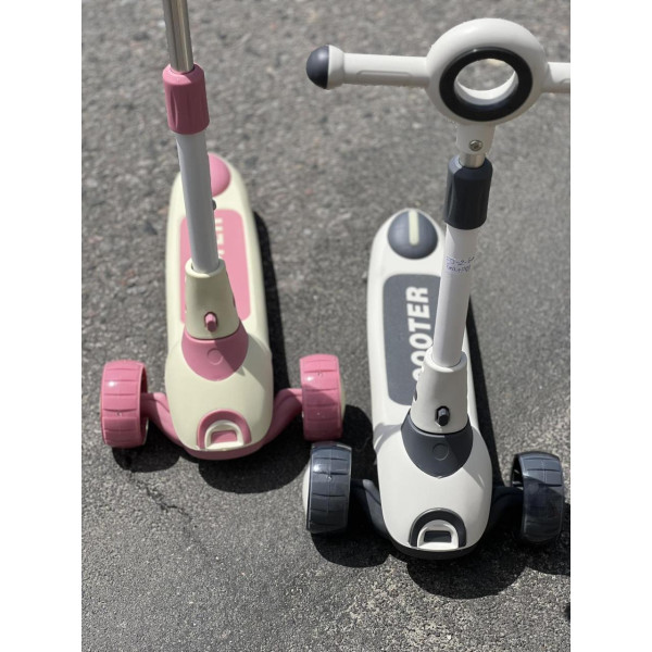 3-х колісний дитячий самокат з підсвічуванням та музикою, регульований, складаний