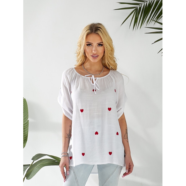 Блузка жіноча JJF з вишивкою, жіночий одяг оптом зі складу, Одеса