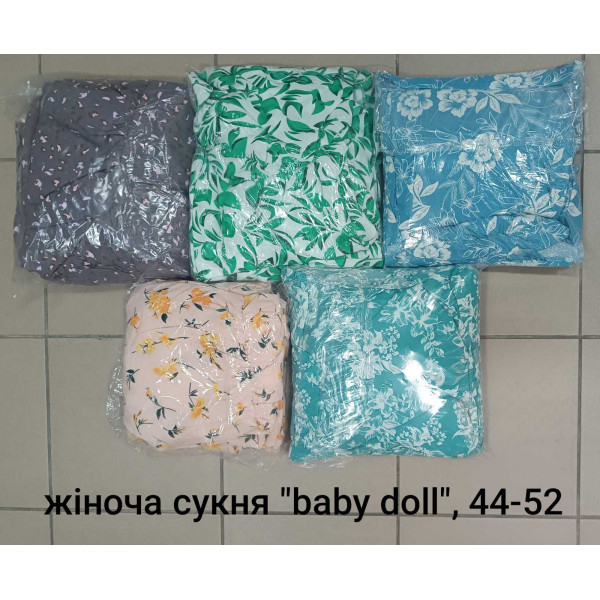 15594 Летнее женское платье "baby doll" софт Размеры: 44-46-48-50-52, 5шт в ростовке одного цвета